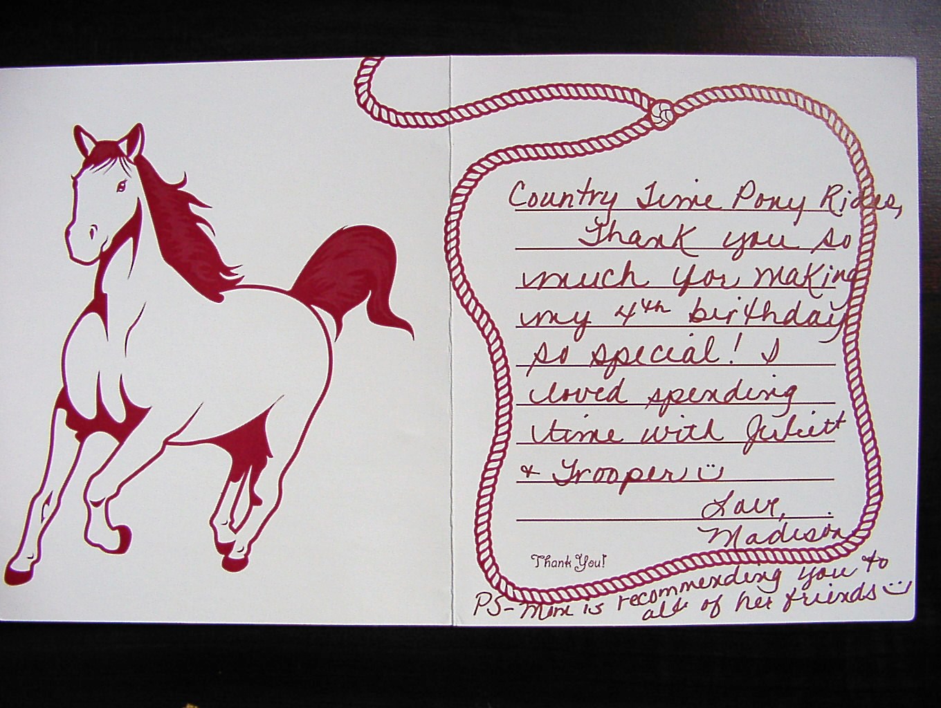 CountryTime Pony Rides - Customer Letter 4